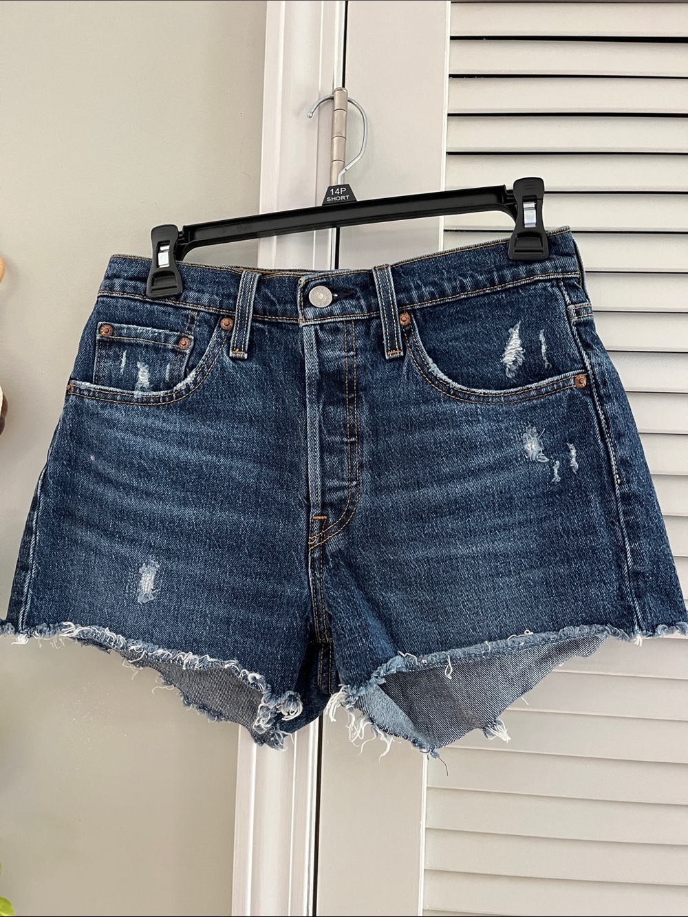 Levi's Dark Indigo Distressed Cutoff Jean Shorts 501